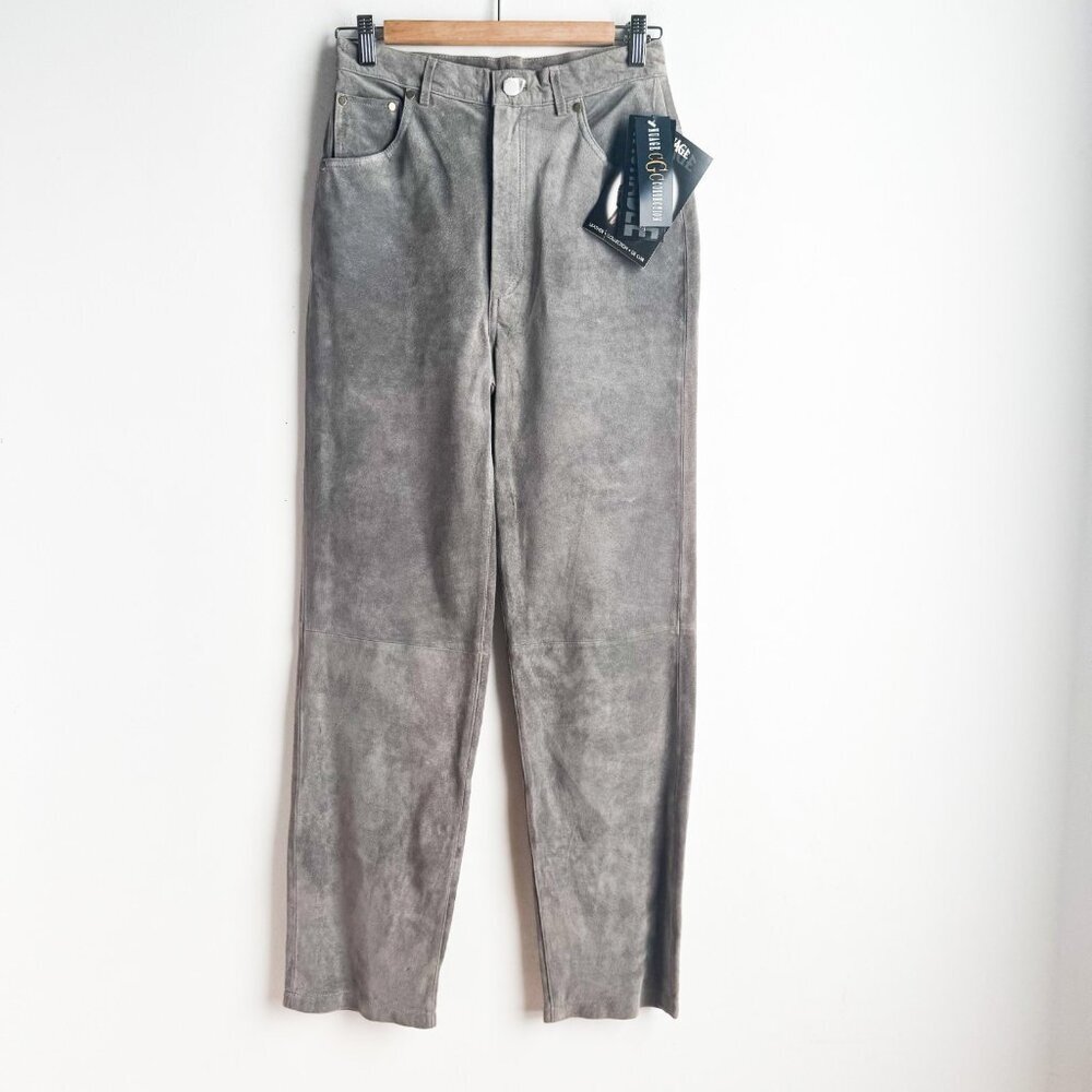 Nuage Grey Suede Straight Leg Pants 6